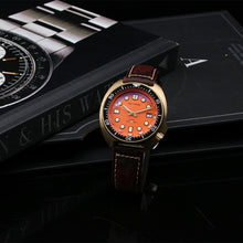 Carica l'immagine nel visualizzatore di Gallery, Bronze Watch 6105 Turtle Homage 44mm NH35A 30ATM Orange Dial