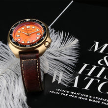 Carica l'immagine nel visualizzatore di Gallery, Bronze Watch 6105 Turtle Homage 44mm NH35A 30ATM Orange Dial