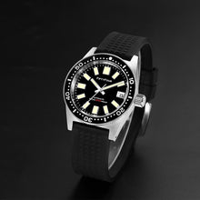 Load image into Gallery viewer, 62Mas Homage NH35A Waffle Strap Vintage Watch Black Dial