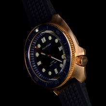 Carica l'immagine nel visualizzatore di Gallery, 44mm Aluminum Bronze Watch NH35A movt waffle strap blue Dial