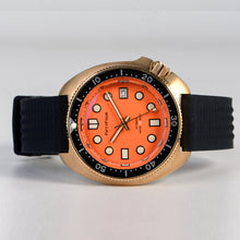 Carica l'immagine nel visualizzatore di Gallery, Bronze Watch 6105 Turtle Homage 44mm NH35A 30ATM Orange Dial
