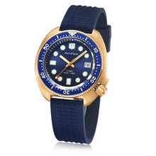 Carica l'immagine nel visualizzatore di Gallery, 44mm Aluminum Bronze Watch NH35A movt waffle strap blue Dial