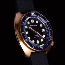 Load image into Gallery viewer, 44mm Aluminum Bronze Watch NH35A movt waffle strap blue Dial
