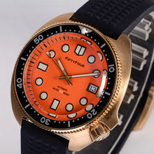 Load image into Gallery viewer, Bronze Watch 6105 Turtle Homage 44mm NH35A 30ATM Orange Dial
