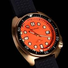 Carica l&#39;immagine nel visualizzatore di Gallery, Bronze Watch 6105 Turtle Homage 44mm NH35A 30ATM Orange Dial
